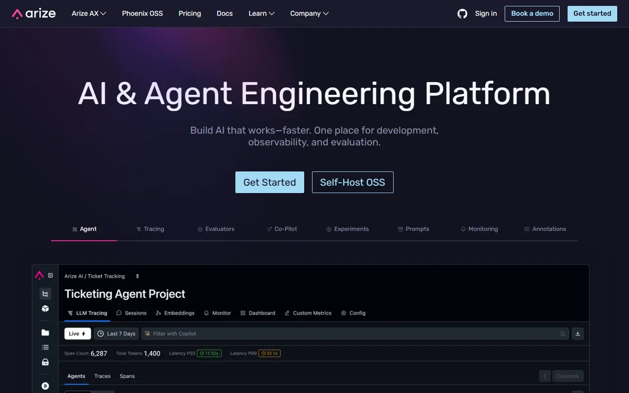 Arize screenshot