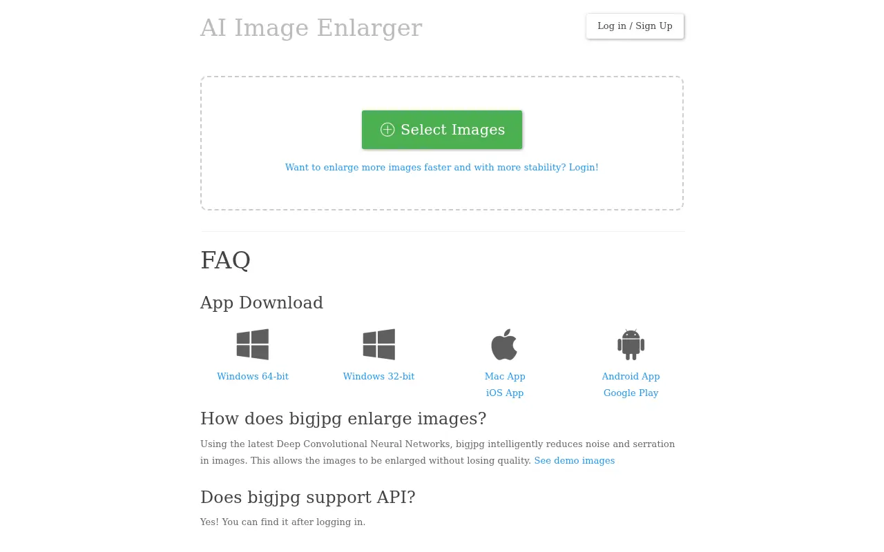 Bigjpg screenshot