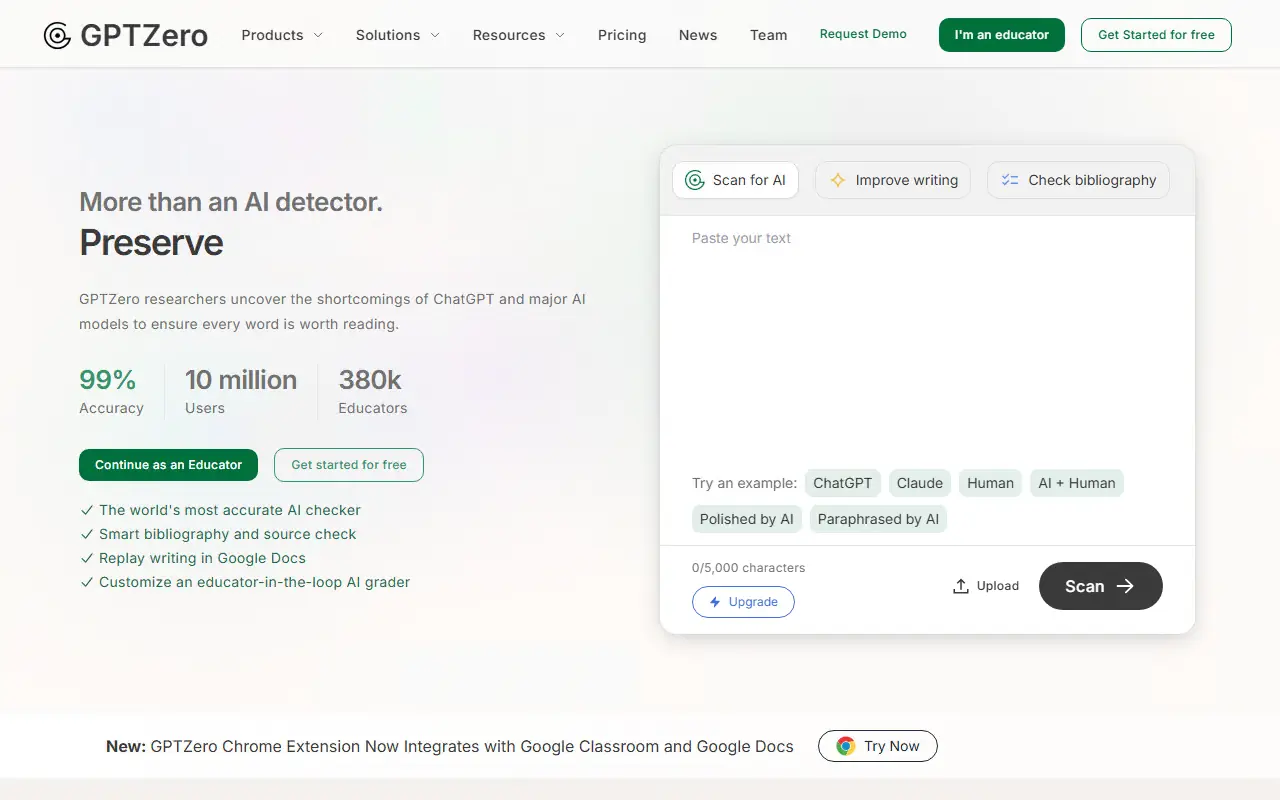 GPTZero screenshot