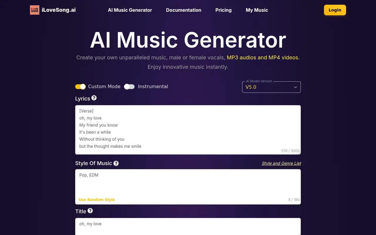 ILoveSong.ai screenshot