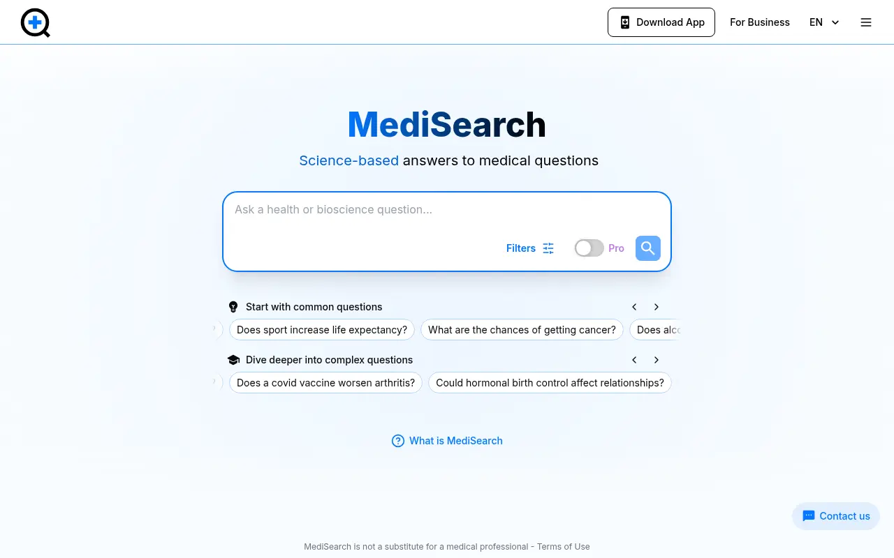 MediSearch screenshot