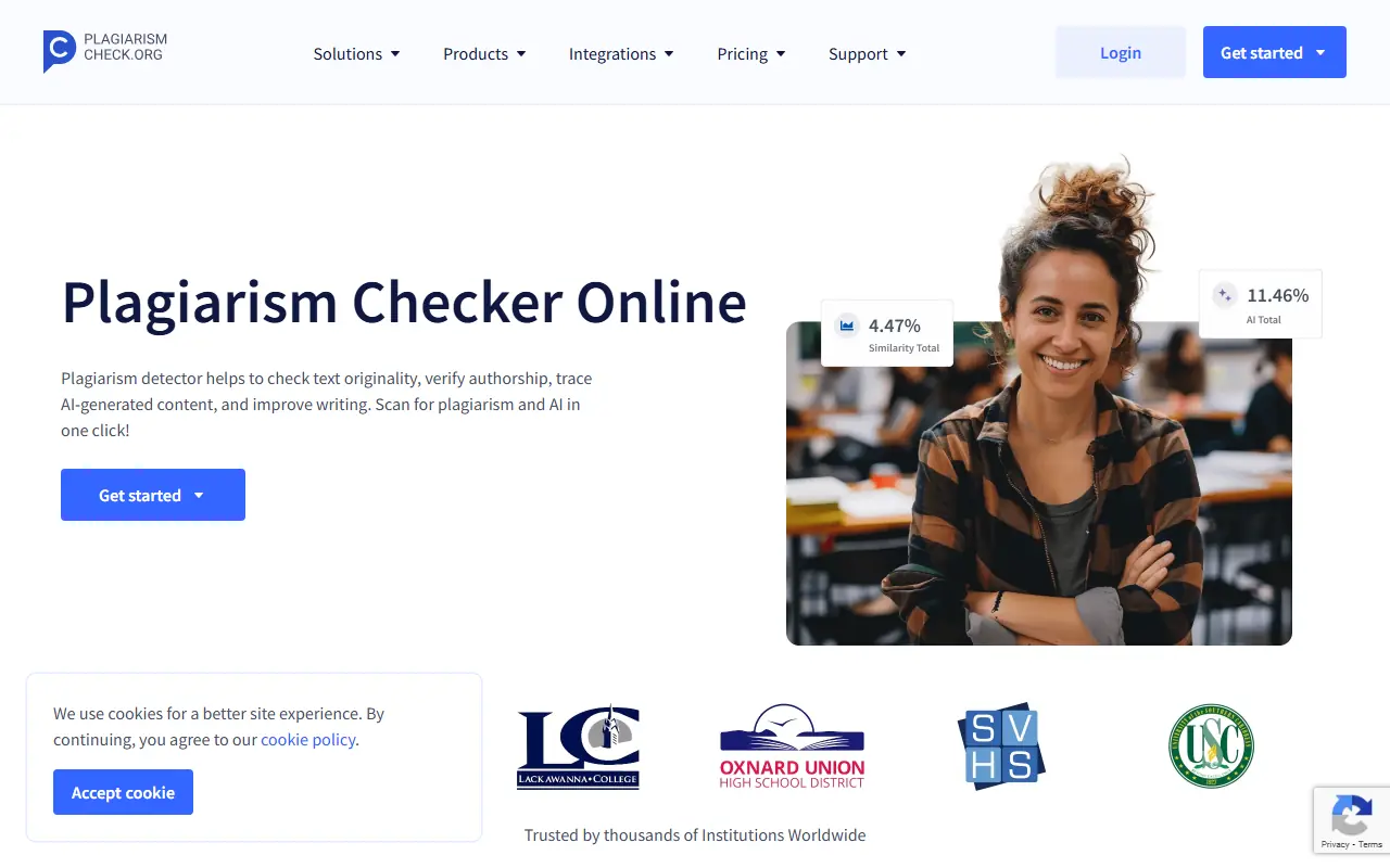 PlagiarismCheck.org screenshot