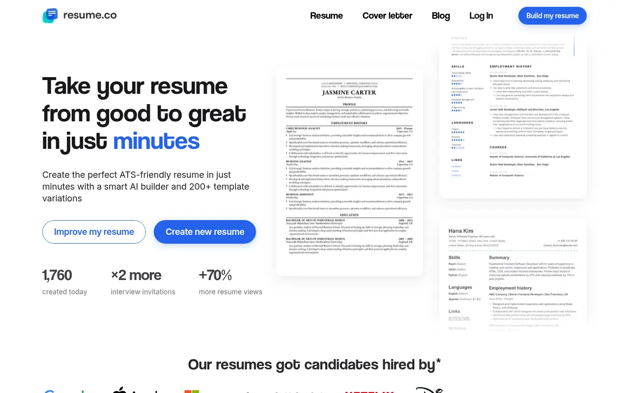 Resume.co screenshot