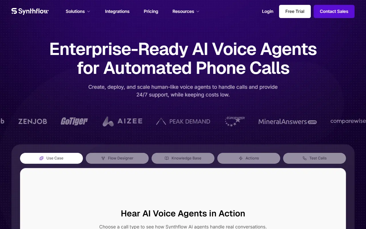 Synthflow.ai screenshot