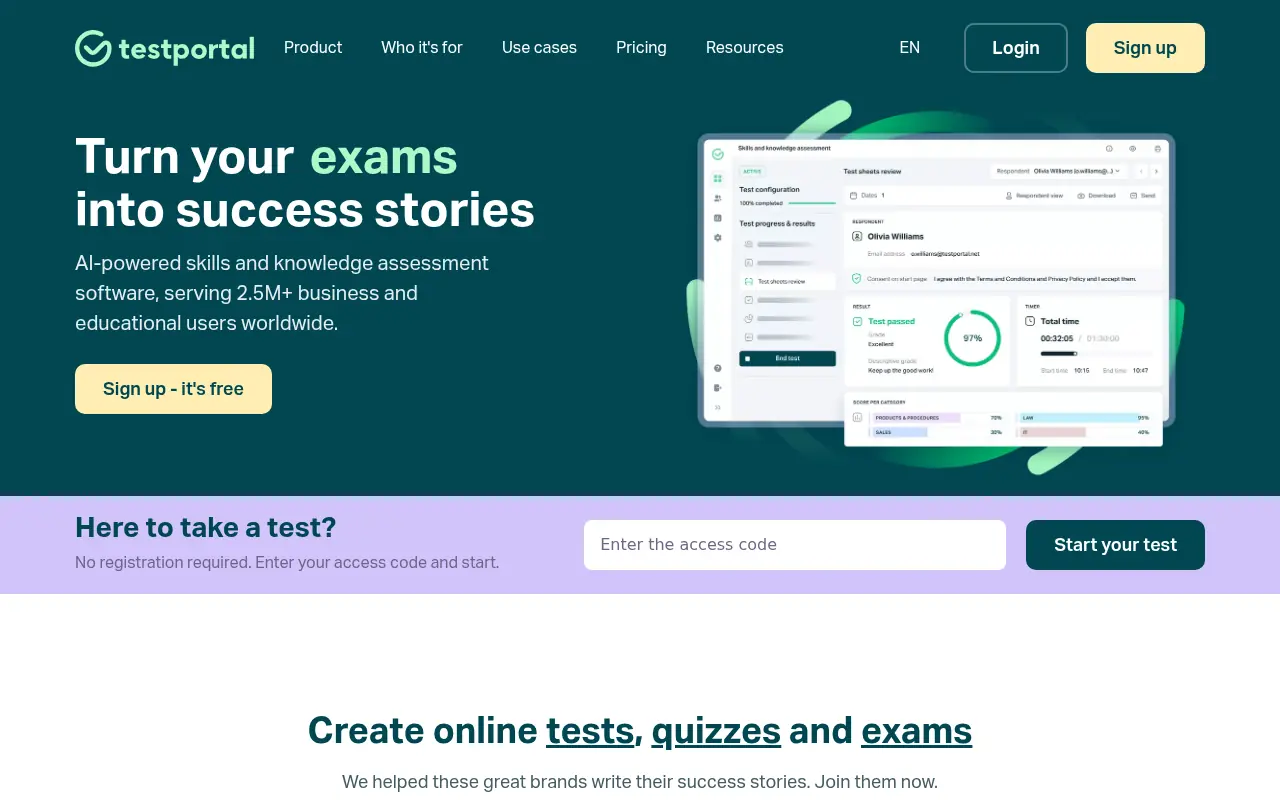 Testportal screenshot