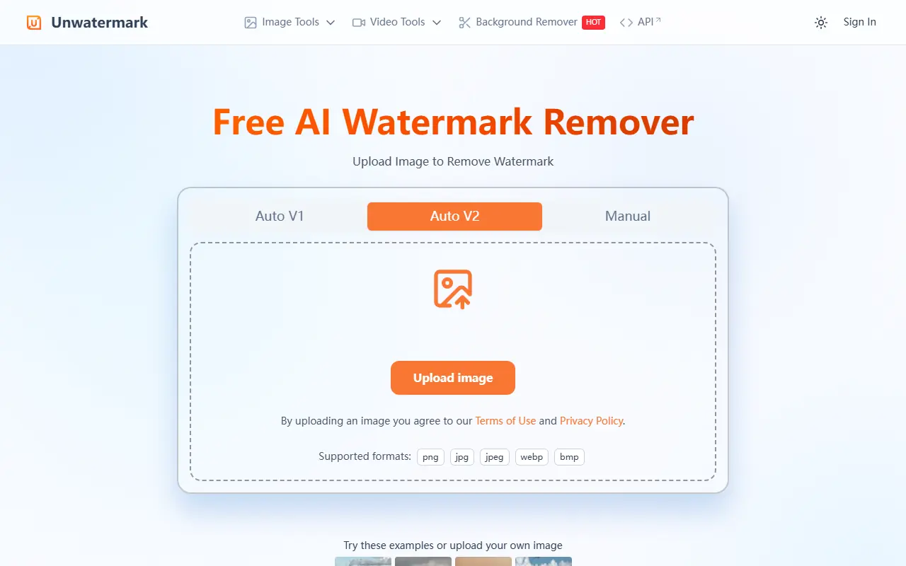 Unwatermark.ai screenshot