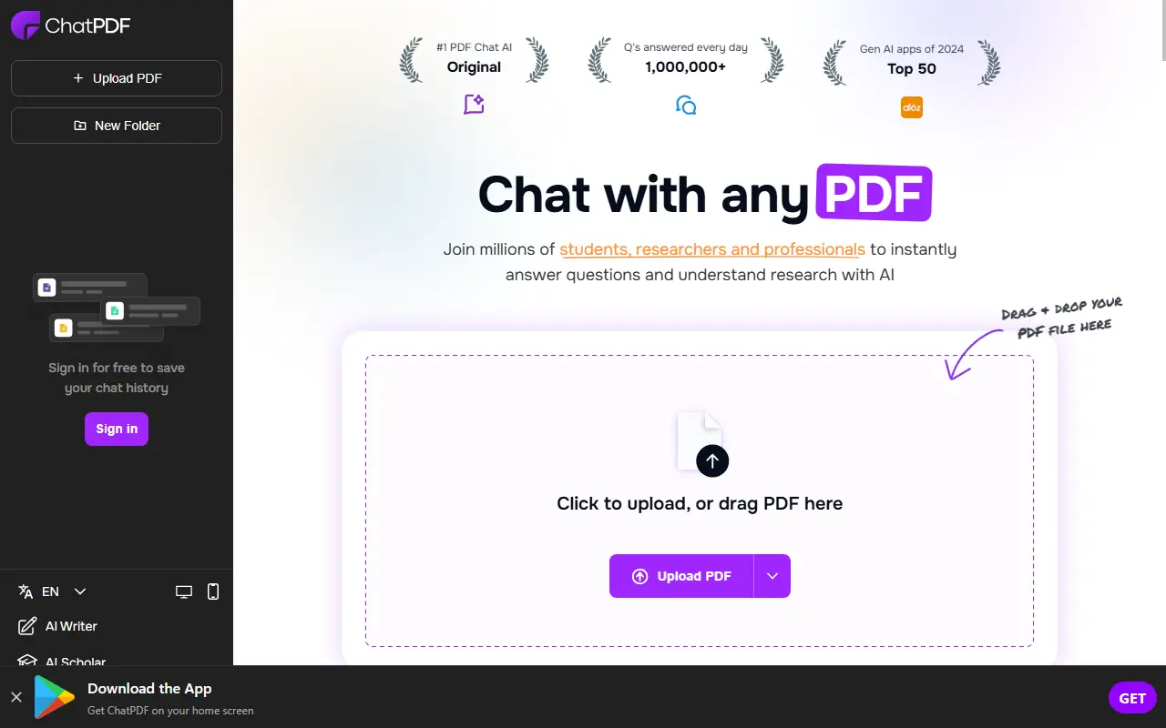 ChatPDF screenshot