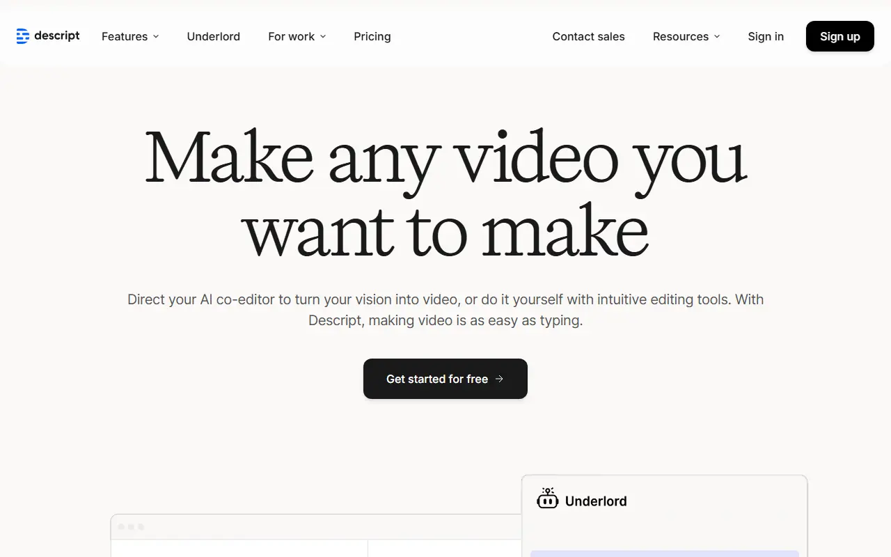 Descript screenshot