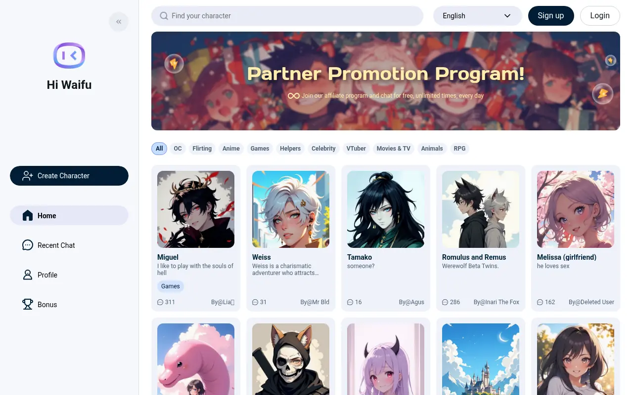 HiWaifu screenshot
