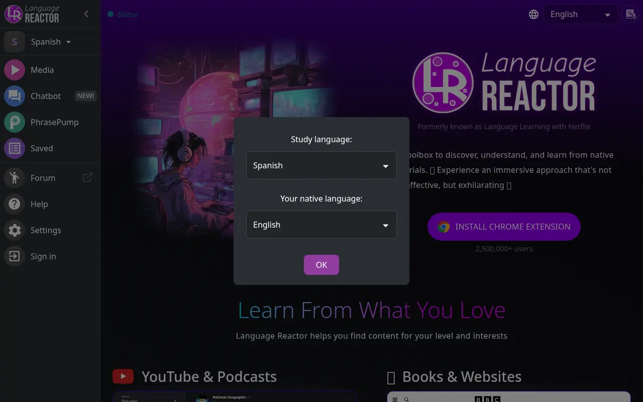 Language Reactor screenshot