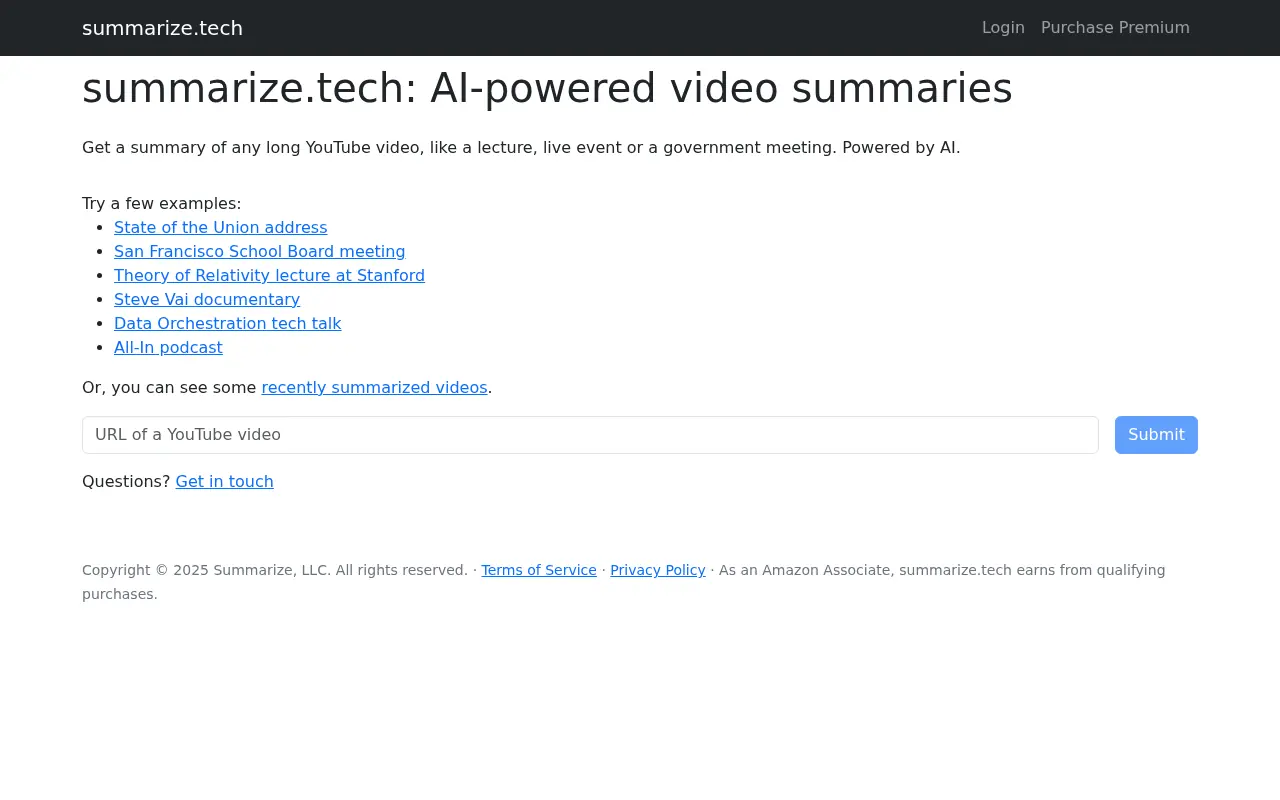 Summarize.tech screenshot
