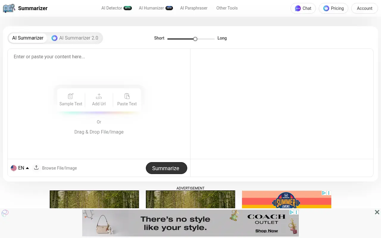 Summarizer.org screenshot