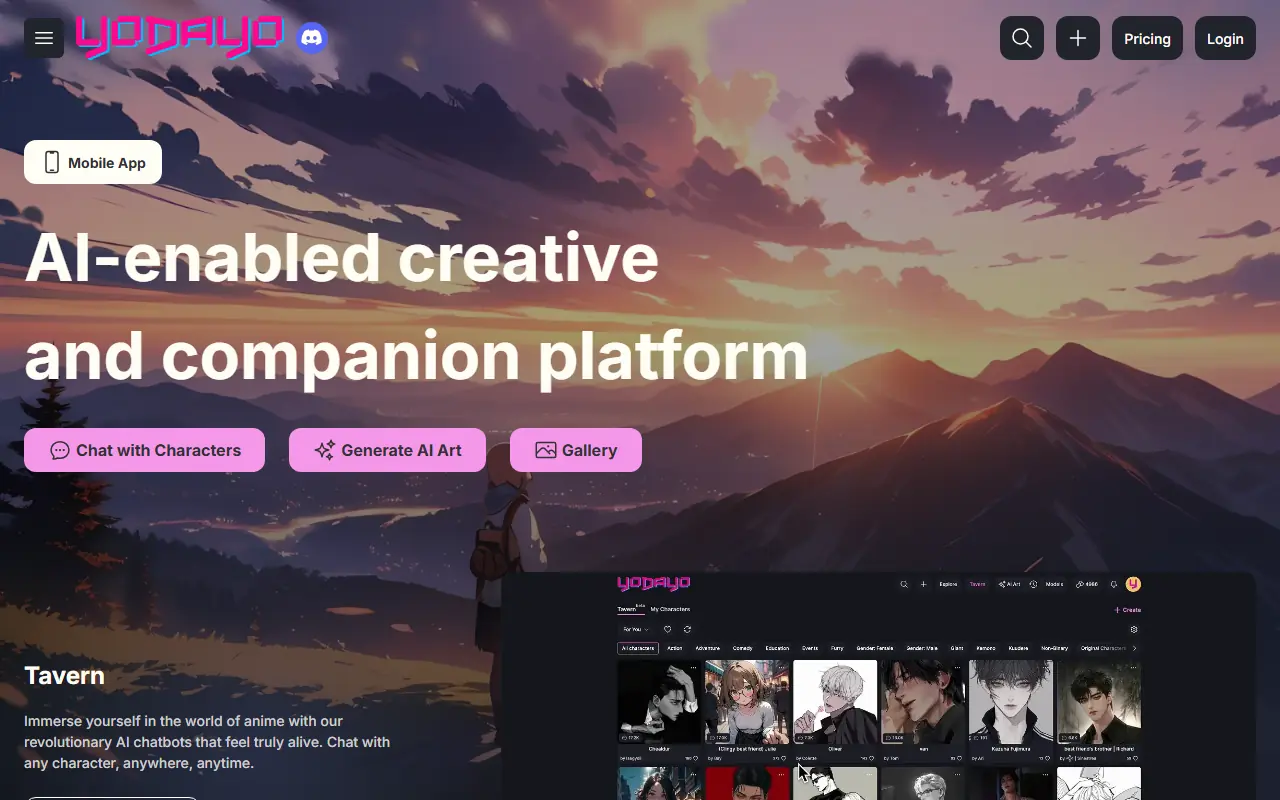 Yodayo screenshot